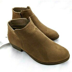Rue 21 Womens Booties Size 9 Vegan Suede Brown Taupe Side Zip Ankle Casual New